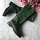Boots 'Casual green crocodile' black sole, beige rant, High Boots, Moscow,  Фото №1