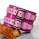 Purple Pink Wide Leather Bracelet, Custom Leather Cuff, Hard bracelet, St. Petersburg,  Фото №1