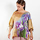 Copy of Satin hand painted tunic with irises. Blouses. BATIK&STYLE. Online shopping on My Livemaster.  Фото №2