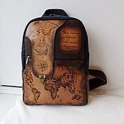 Сумки и аксессуары handmade. Livemaster - original item An engraved leather backpack loaded with luck.Sold))). Handmade.