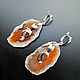 Large earrings made of agate slices 'Red cats', Earrings, Voronezh,  Фото №1