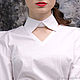 Белая блузка рубашка из хлопка, офисная деловая с воротником. Блузки. Лариса дизайнерская одежда и подарки (EnigmaStyle). Ярмарка Мастеров.  Фото №4