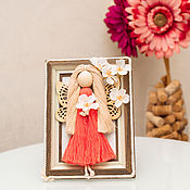 Куклы и игрушки handmade. Livemaster - original item Macrame doll in photo frame 14/19 corall dress. Handmade.
