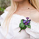 Brooch-boutonniere of Garden violet. Decoration leather, Brooches, Bobruisk,  Фото №1