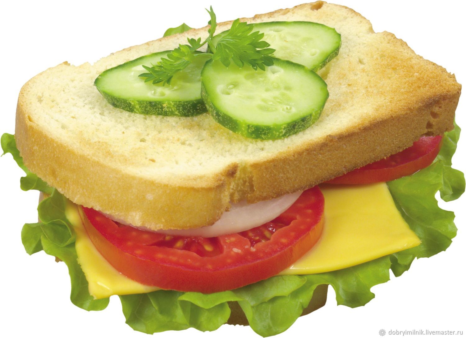 Бутерброд на белом фоне