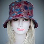 Felted women's hat.Warm woolen felted hat blue 55-58 r-r
