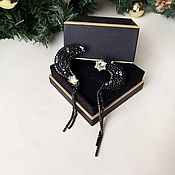 Украшения handmade. Livemaster - original item Rhinestone earrings Moon and stars long evening unpaired. Handmade.