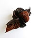 Hair clip for every day flower leather Canyon brown automatic, Hairpins, Moscow,  Фото №1
