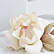 Цветы и флористика handmade. Livemaster - original item Brooch flower made of fabric Rose Buff Beauty. Handmade.