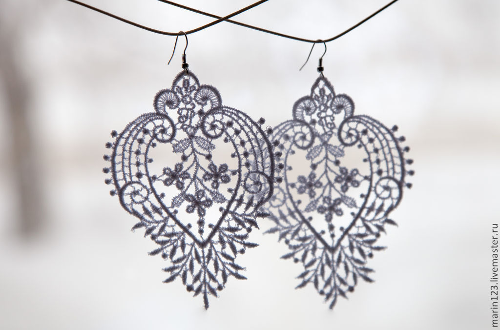 earrings from lace, Earrings, Samara,  Фото №1