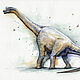 Картина динозавр Брахиозавр Акварель, Картины, Томск,  Фото №1