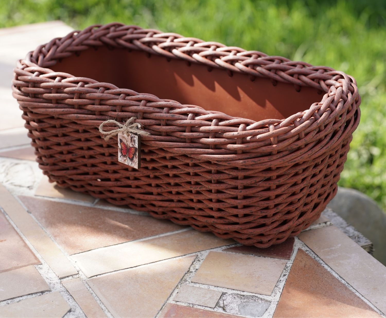 Комплект кашпо из искусственного ротанга. Ящик балконный 60 см , 40 см ...