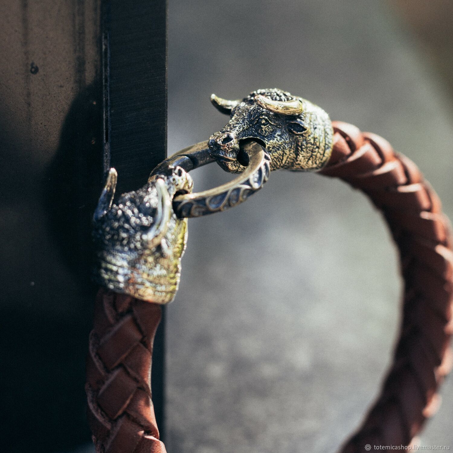 Bull (Taurus) Bracelet) / Bronze | Nat. skin, Braided bracelet, Moscow,  Фото №1