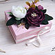 Коробочка-шкатулка для свадебных колец розовая с цветами. Внутри шкатулки можно сделать инициалы или добавить подушечку. Шкатулка с двумя отделениями очень удобна, чтобы положить кольца.