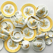 Посуда handmade. Livemaster - original item Painted porcelain tea Set Mimosa. Handmade.