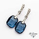 Silver earrings with Swarovski crystals Dark blue Swarovski earrings, Earrings, St. Petersburg,  Фото №1