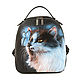 Leather backpack ' cat with a butterfly', Backpacks, St. Petersburg,  Фото №1