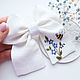 Bow with embroidery - Bumblebee and forget-me-nots, Hairpins, Fryazino,  Фото №1