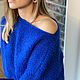 Джемпер свитер женский вязаный из мохера и шерсти оверсайз синий. Джемперы. STYLEX. Ярмарка Мастеров.  Фото №4