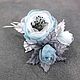 Valley Cloud Colors. Brooch-bouquet-boutonniere, handmade of fabric, Brooches, St. Petersburg,  Фото №1