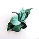 Flower brooch made of Mint leather mint emerald with loops. Brooches. De-Si-Re. Online shopping on My Livemaster.  Фото №2