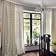 Linen curtains with embroidery 'GEO'.,in a country house, Curtains1, Moscow,  Фото №1