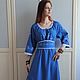Dress with hand-printed (painted) in the boho style Fairy Tale blue. Dresses. Kupava - ethno/boho. My Livemaster. Фото №4