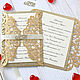 Openwork wedding invitation with initials in gold color. Invitations. Wedding Adventure. Online shopping on My Livemaster.  Фото №2