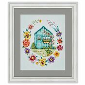 Картины и панно handmade. Livemaster - original item Summer house. Embroidered pattern. Cute plot for the interior. Handmade.
