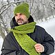 Комплект мужской вязаный ШЕММ/ШЕЛДОН шапка/шарф  зеленый. Комплекты головных уборов. Вязаный кэжуал  UNIC Ирина. Ярмарка Мастеров.  Фото №5