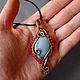 Кулон с голубым опалом и кораллом wire wrap. Кулон. Selena Di украшения wire wrap. Интернет-магазин Ярмарка Мастеров.  Фото №2