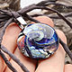 New Sun - pendant - space stars galaxy - glass cabochon lampwork, Pendant, Moscow,  Фото №1