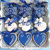 Сувениры и подарки handmade. Livemaster - original item Set the gingerbread on a Christmas tree BLUE. Christmas gingerbread. Handmade.