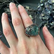 Украшения handmade. Livemaster - original item Copper ring with raw beryl. Handmade.