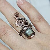 Украшения handmade. Livemaster - original item Ring Wire Wrap Copper Wire Stones HW0004. Handmade.