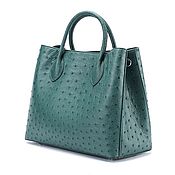 Сумки и аксессуары handmade. Livemaster - original item Women`s shopper bag, made of ostrich leather, in green color.. Handmade.