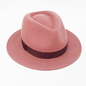 Аксессуары handmade. Livemaster - original item Fedora pointy-nosed felt hat. Color pink coral. Handmade.