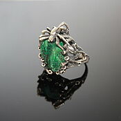 Jutropium ring with malachite made of 925 sterling silver PS0002