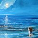 Oil painting on canvas. Sea. Two. Warm the moon for two one, Pictures, Alicante,  Фото №1