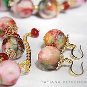 Coral bracelet elegance - coral, Topaz /smoky quartz