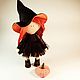 Interior doll: A witch. Halloween. Textile Doll, Round Head Doll, Permian,  Фото №1