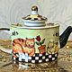 Винтаж: «КОШКИ» коллекционный фарфоровый миниатюрный чайник, Чайники винтажные, Истра,  Фото №1