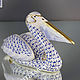 Винтаж: Пеликан птица антикварная статуэтка фарфор золото KAISER Германия 1