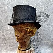 Аксессуары handmade. Livemaster - original item Black top hat with a veil. Handmade.