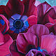 Painting 'Bright anemones' oil on canvas on a stretcher 60h60cm. Pictures. vestnikova. My Livemaster. Фото №6
