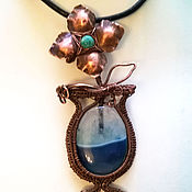 Украшения handmade. Livemaster - original item Copper wire wrapped pendant "A flower in a vase". Handmade.