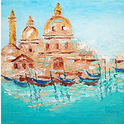 Картины и панно handmade. Livemaster - original item Painting Venice Gondolas oil landscape 20h20. Handmade.