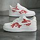 Кроссовки белые Nike Air Force унисекс, кастом, дракон, ручная роспись, Кроссовки, Волжский,  Фото №1