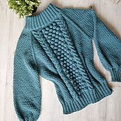 Одежда handmade. Livemaster - original item Women`s Azure Handmade Sweater Bouton. An off-shoulder.. Handmade.