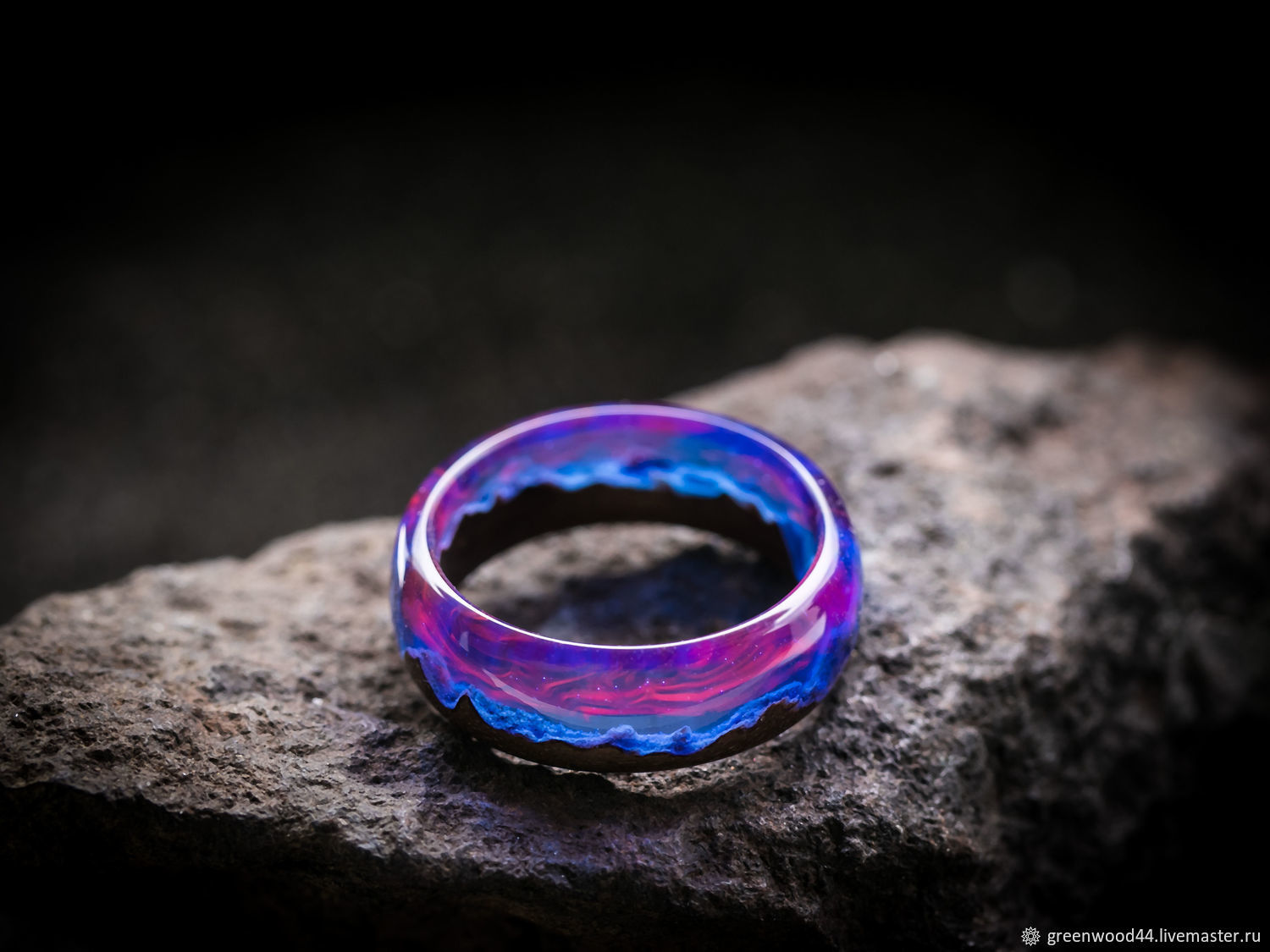 Ring made of wood and epoxy resin Norway Lights, Rings, Kostroma,  Фото №1